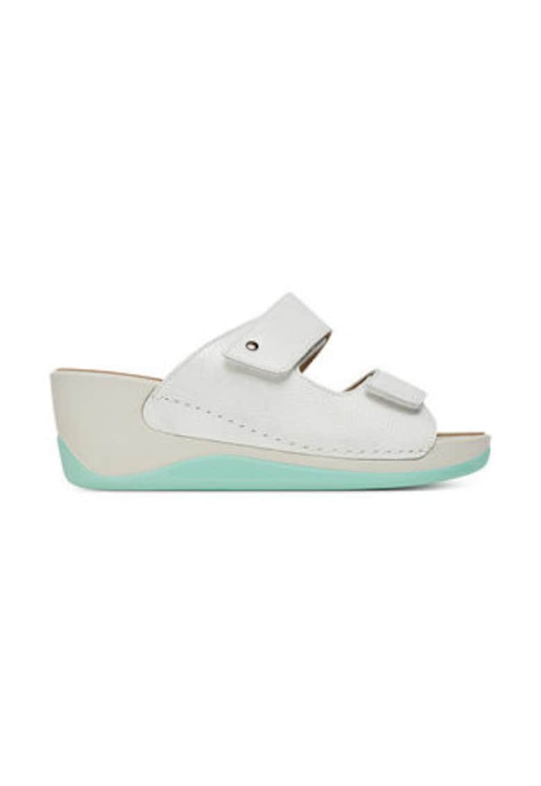 Papuci dama - piele naturala - multicolor