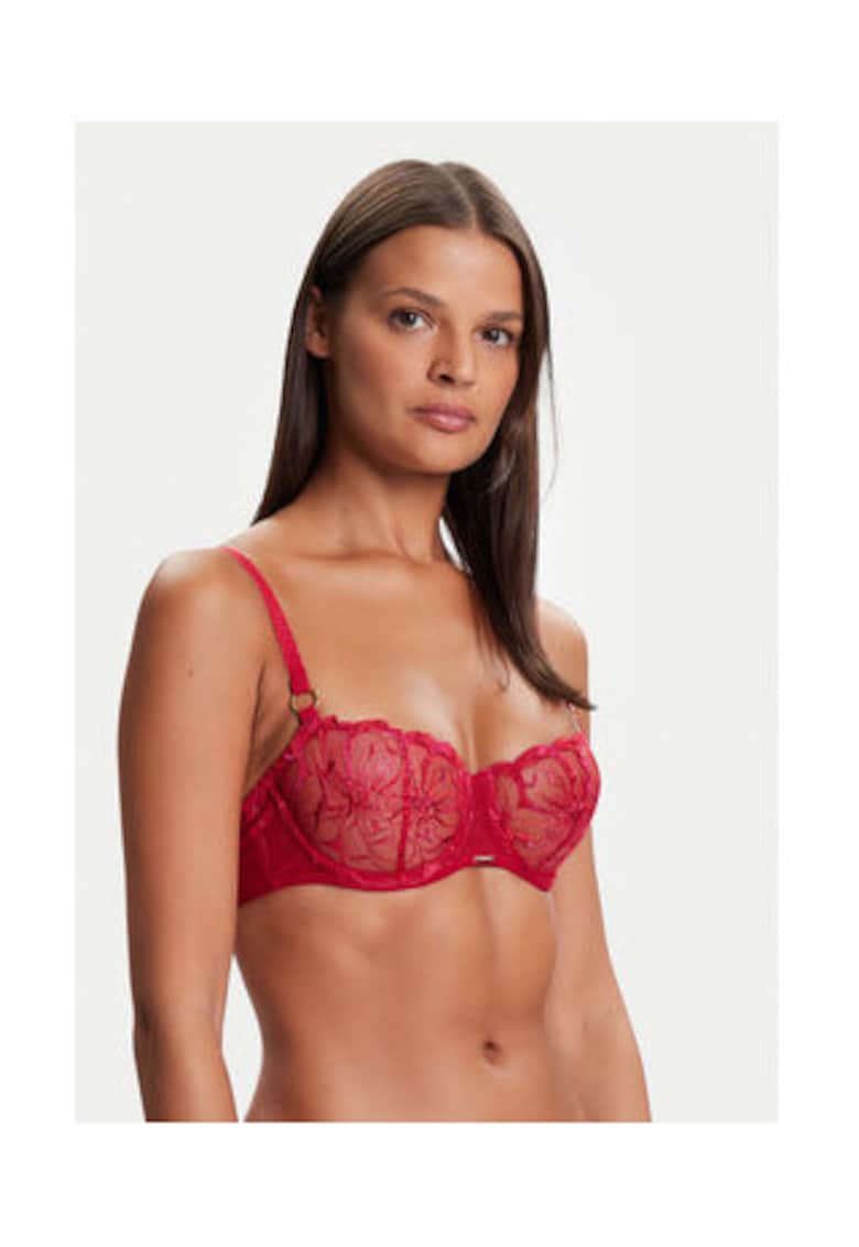 Sutien balconette - sintetic - rosu - Rosu