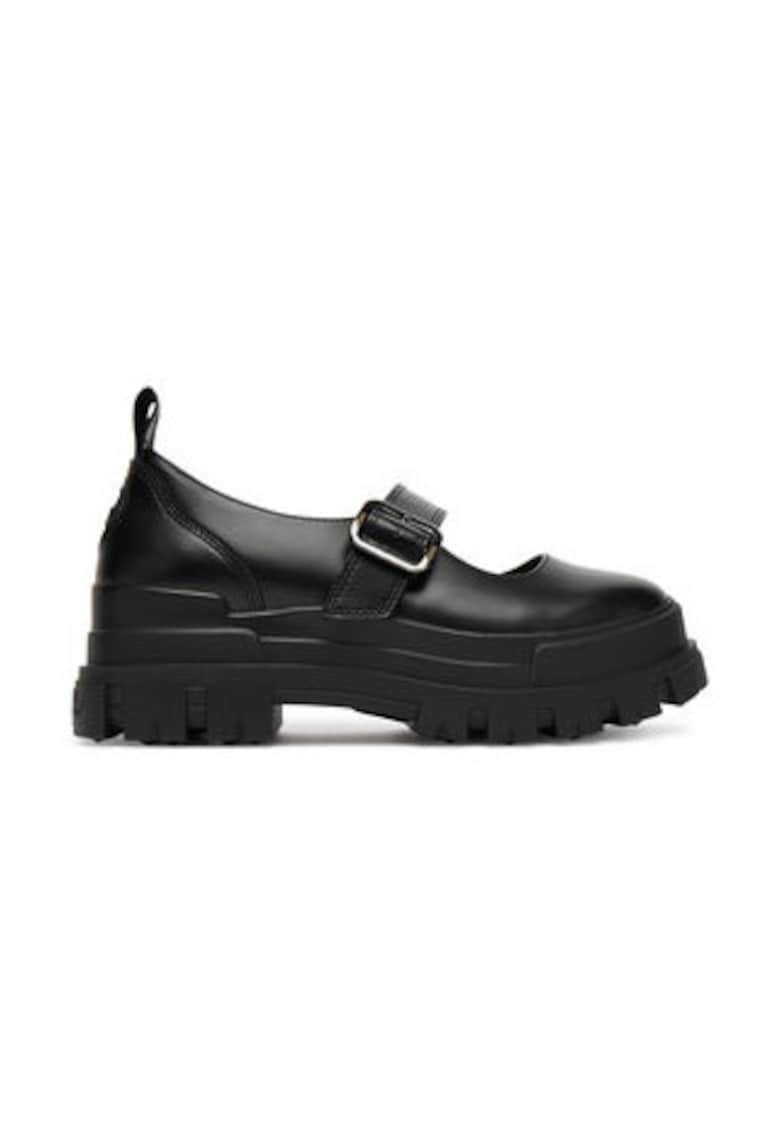 Pantofi cu platforma dama - piele ecologica - negru