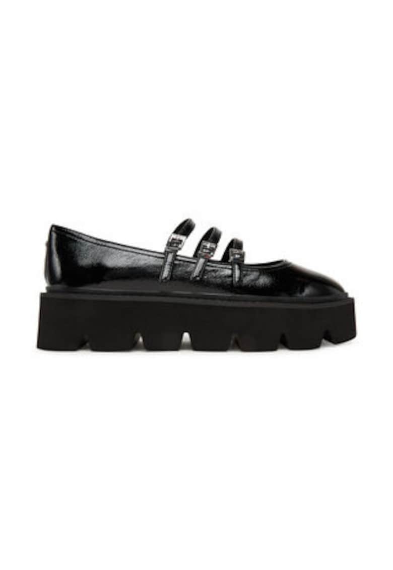 Pantofi cu platforma dama piele ecologica - negru
