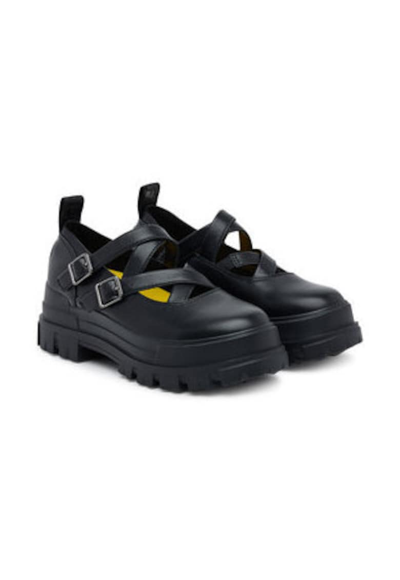 Pantofi cu platforma dama - piele ecologica - bleumarin