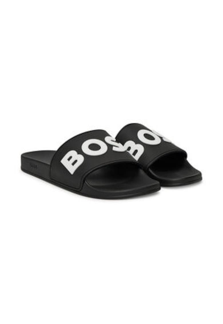 Papuci barbatesti - plastic - negru/alb