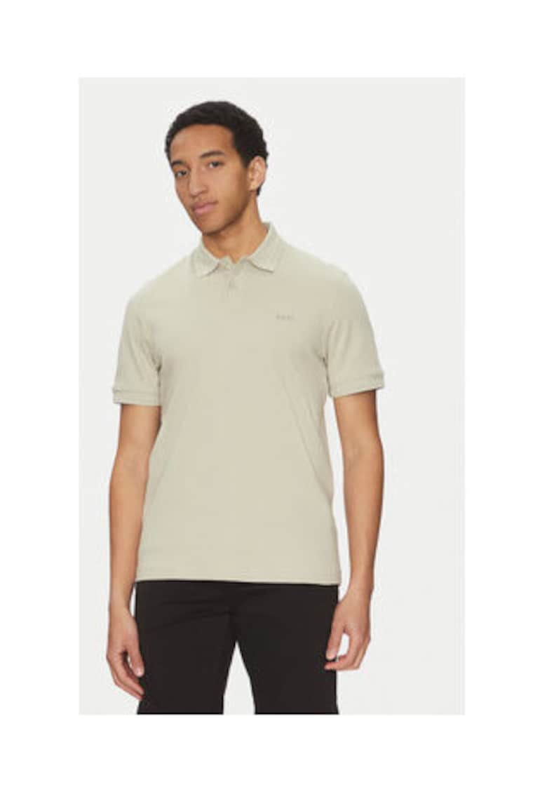 Tricou polo barbat - material sintetic - bej -