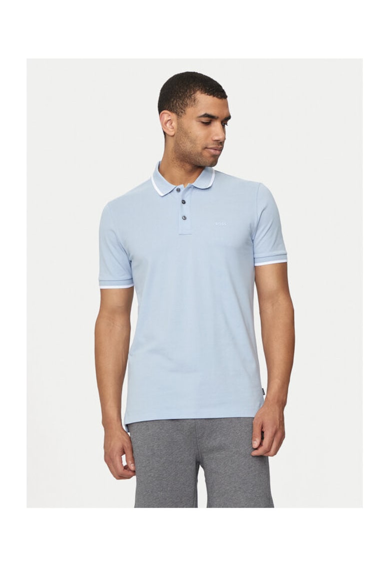 Tricou polo barbat - material sintetic - albastru
