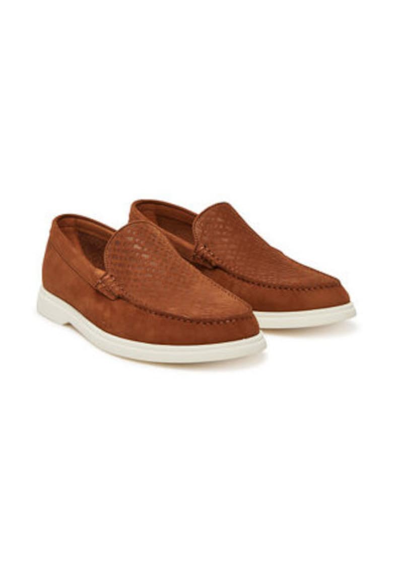Pantofi barbati - piele naturala - maro - slip-on