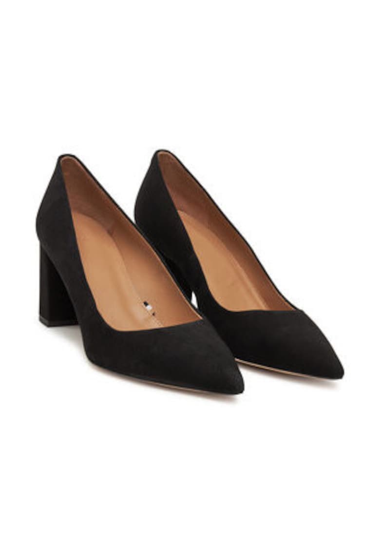 Pantofi cu toc dama - piele naturala - negru