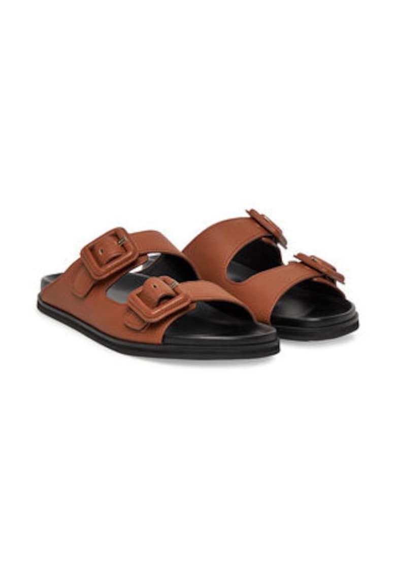 Papuci dama - piele naturala - maro