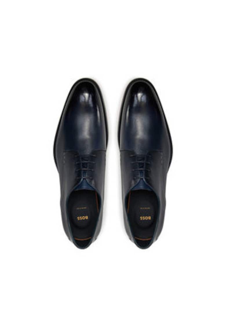 Pantofi barbatesti - piele naturala - bleumarin - inchidere cu sireturi -