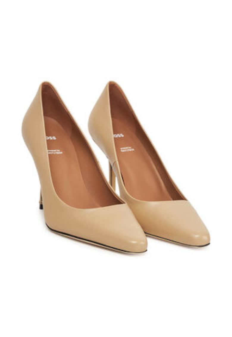 Pantofi dama - toc inalt - piele naturala - bej