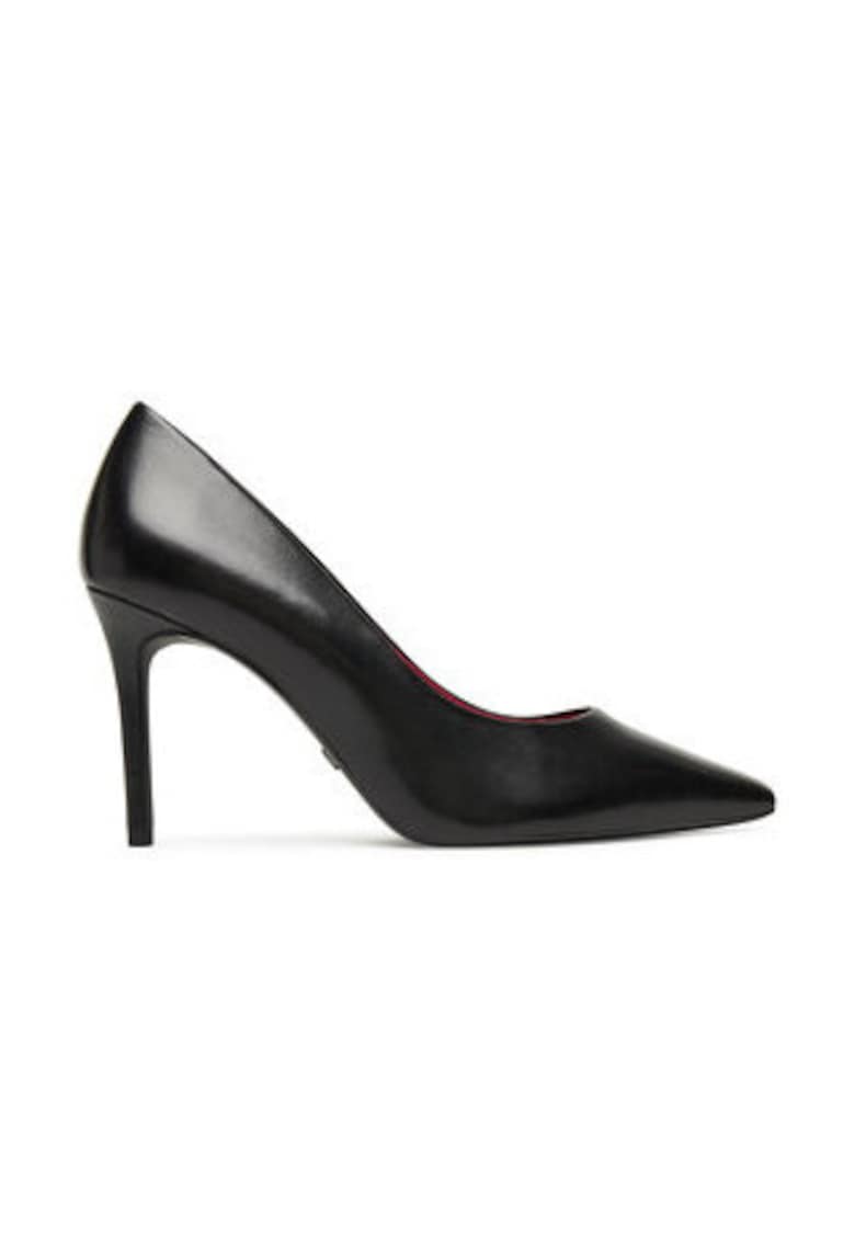 Pantofi dama - toc inalt - piele naturala - negru -