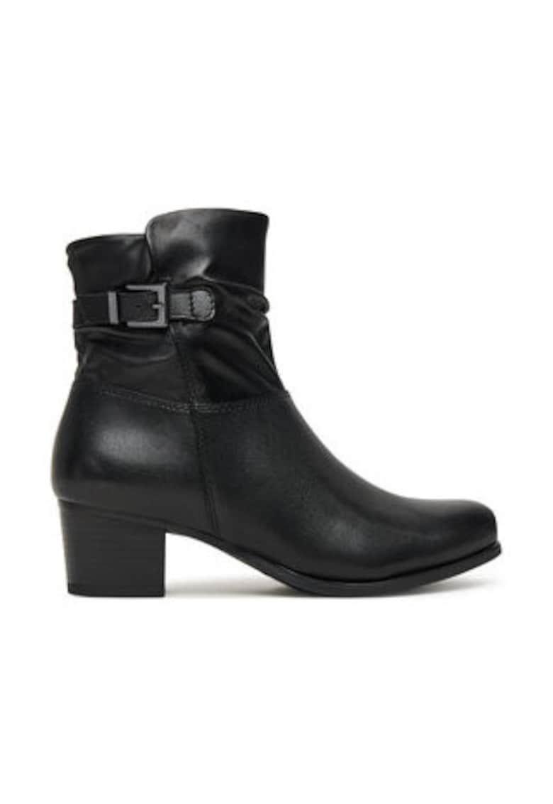 Botine dama cu toc - piele naturala - negru