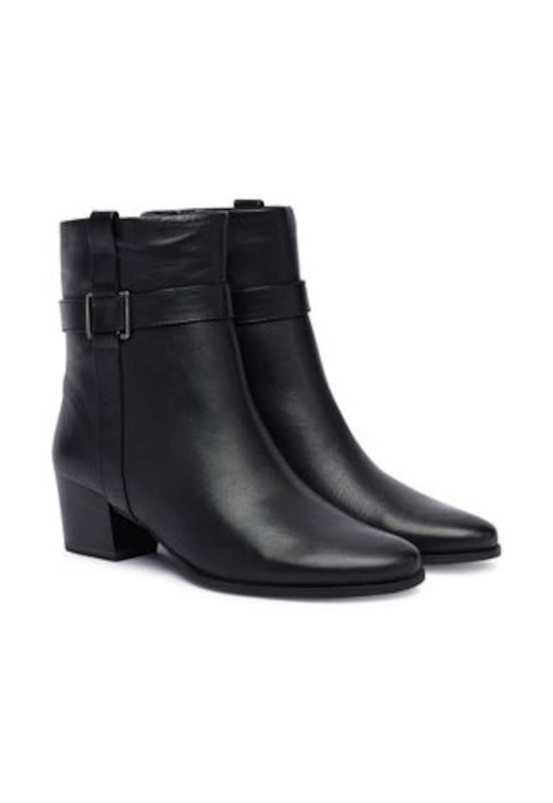 Botine dama cu toc mic - piele naturala - negru