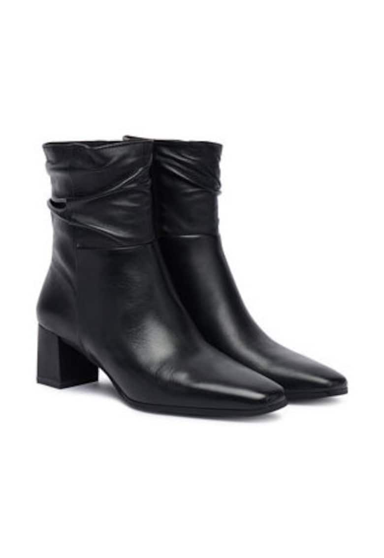 Botine dama cu toc -  din piele naturala - negru -