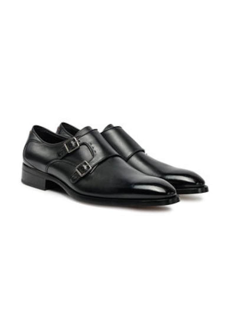 Pantofi barbatesti - piele naturala - negru - inchidere cu catarama -