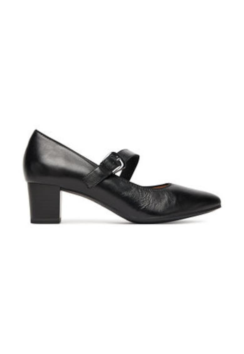 Pantofi cu toc dama - piele naturala - negru -