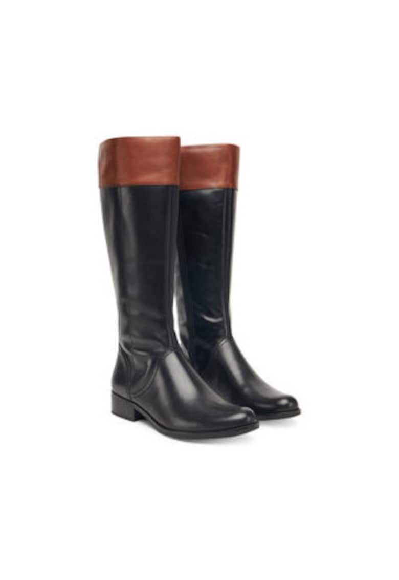 Cizme dama - piele naturala - maro/negru Cizme dama - piele naturala - maro/negru