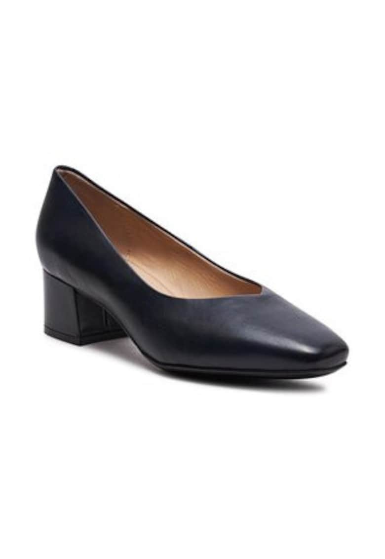 Pantofi cu toc dama -  piele naturala - bleumarin -