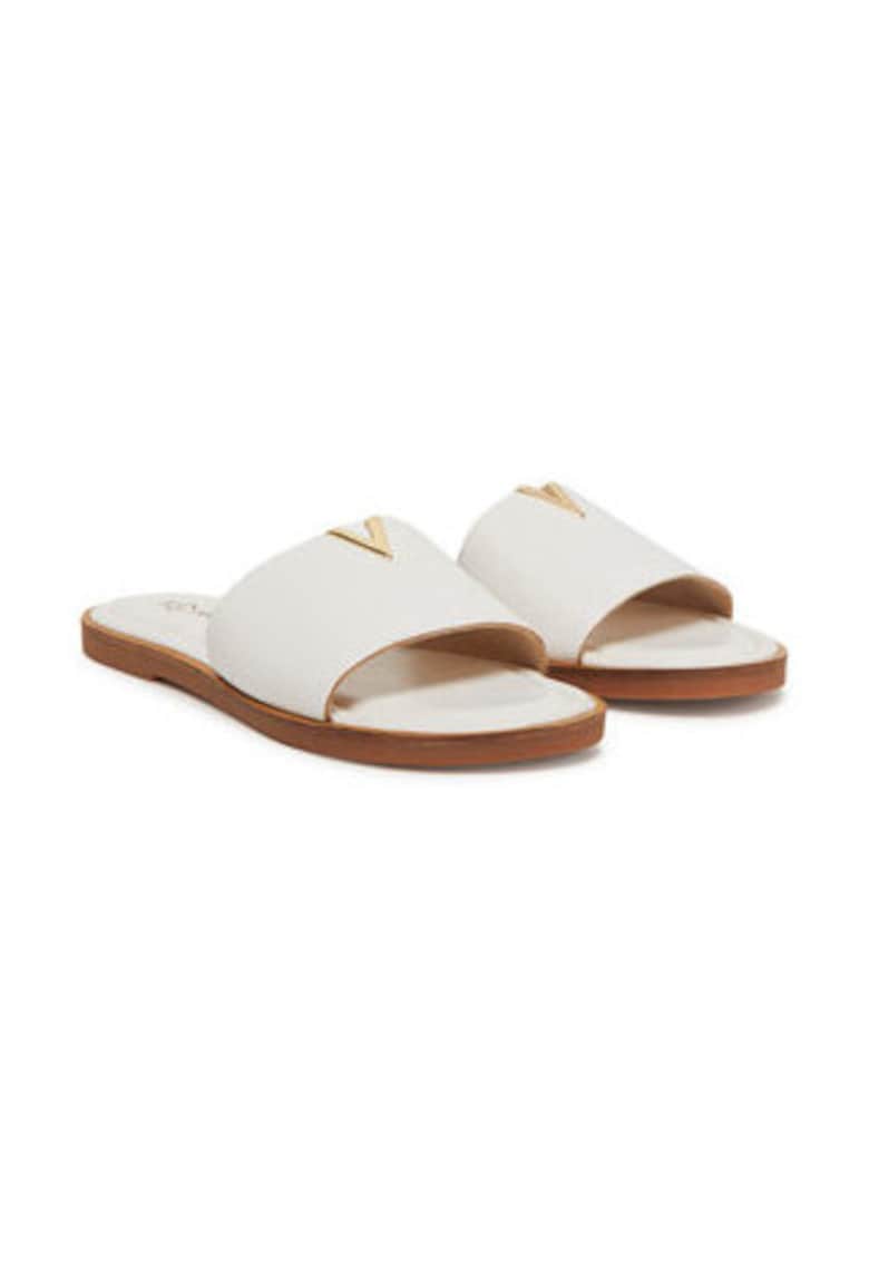 Papuci dama -  piele naturala - alb -