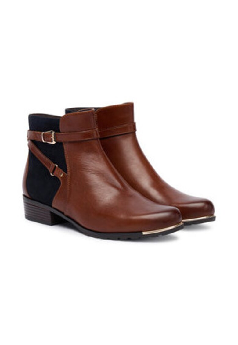 Botine dama piele naturala - Negru/Maro