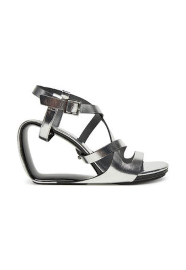 Sandale dama - 304945144 - piele naturala - argintiu -