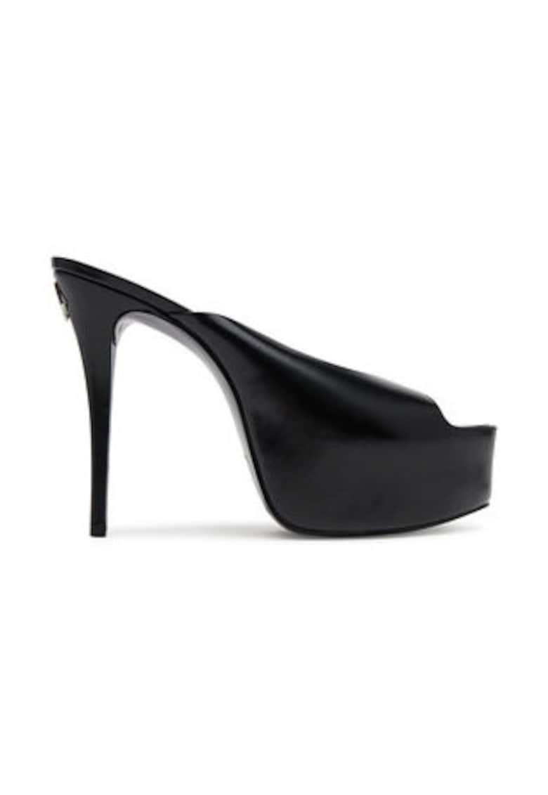 Papuci dama - piele naturala - negru -