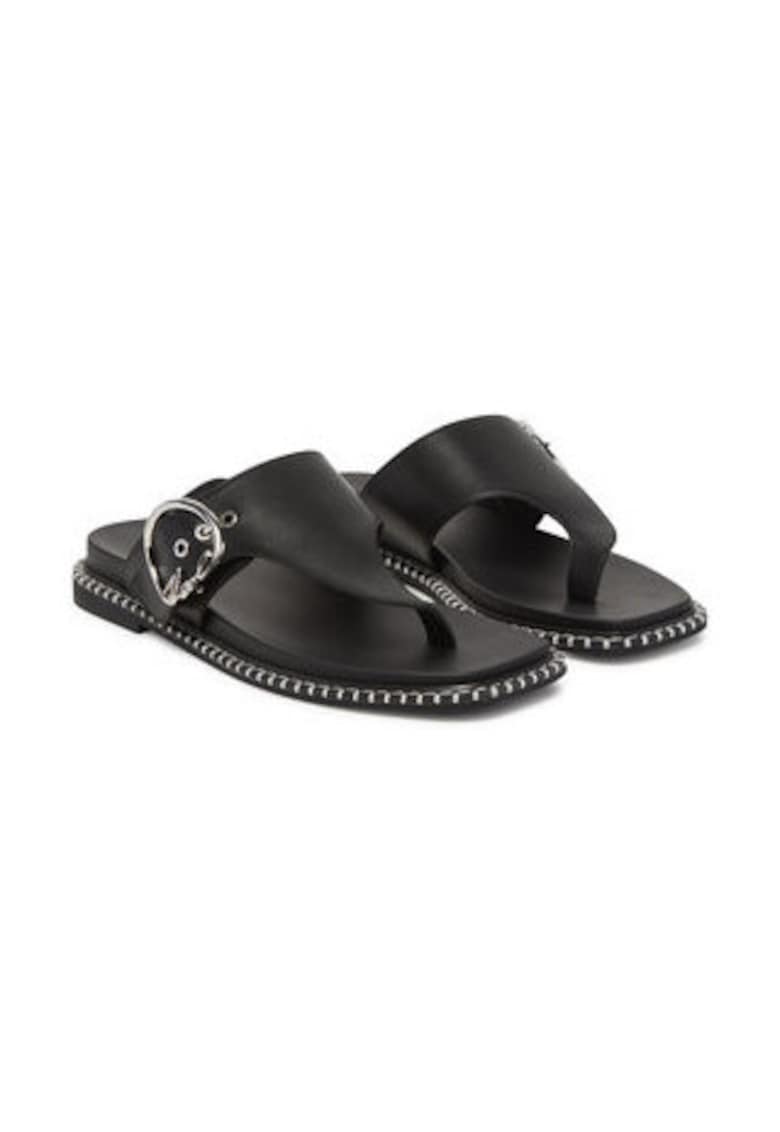 Slapi dama - piele naturala - negru -