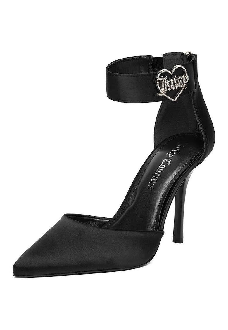 Pantofi dama - toc inalt - negru - material textil -