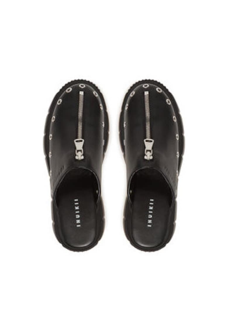 Papuci dama -  piele naturala - negru -