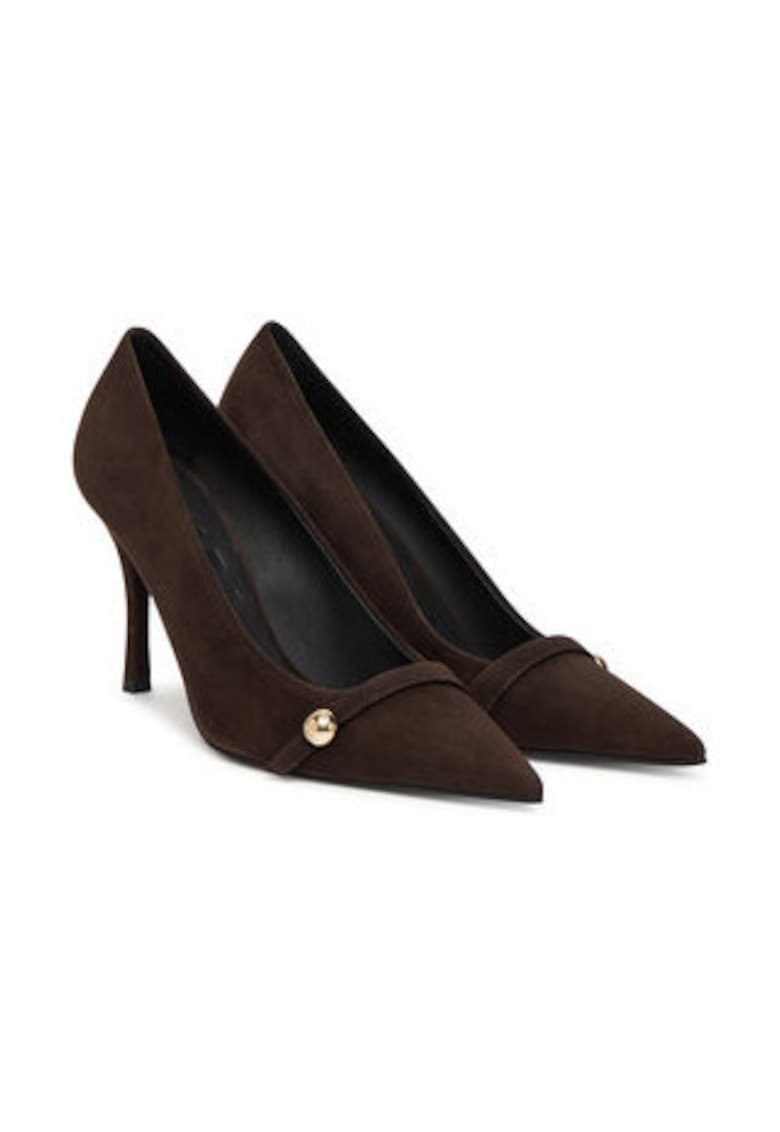 Pantofi dama - toc inalt - piele naturala - maro