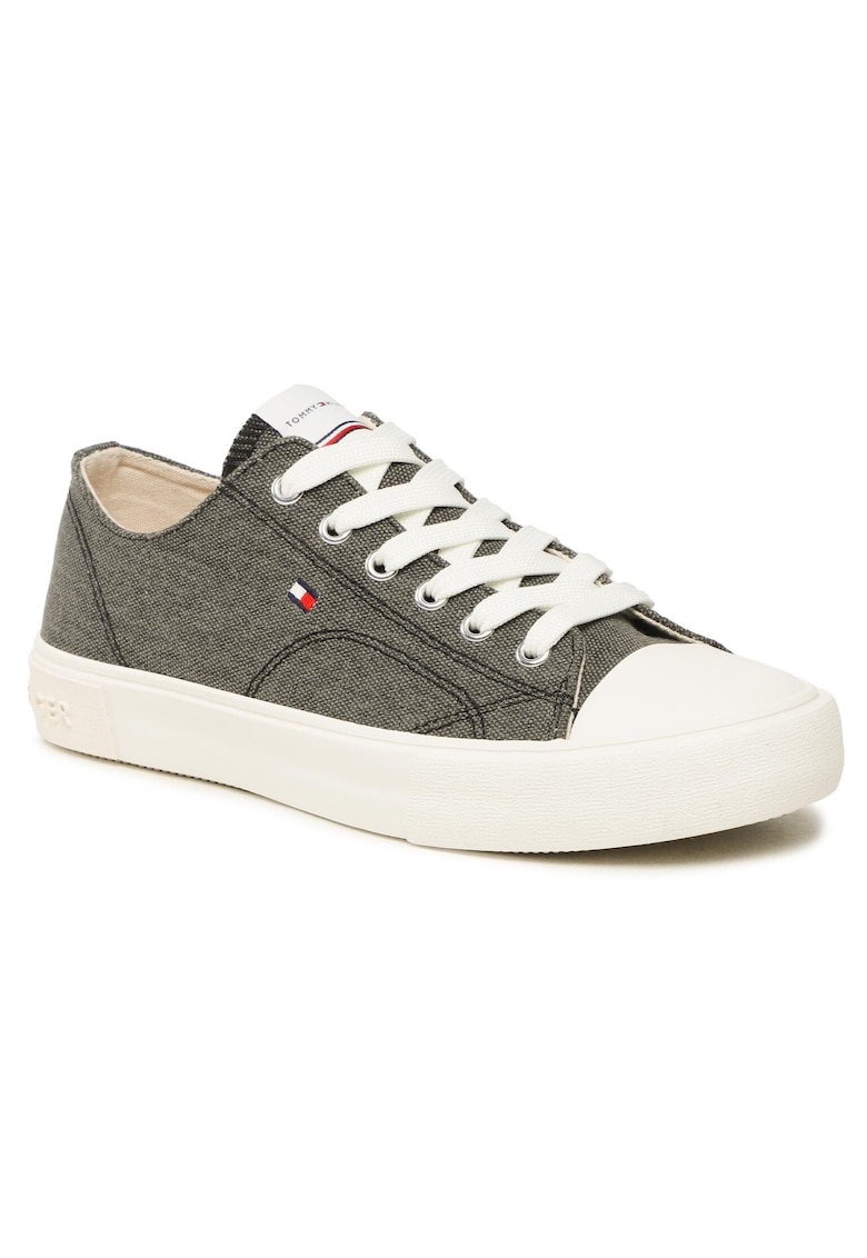 Tenisi pentru baieti -  Material textil - Alb/Negru