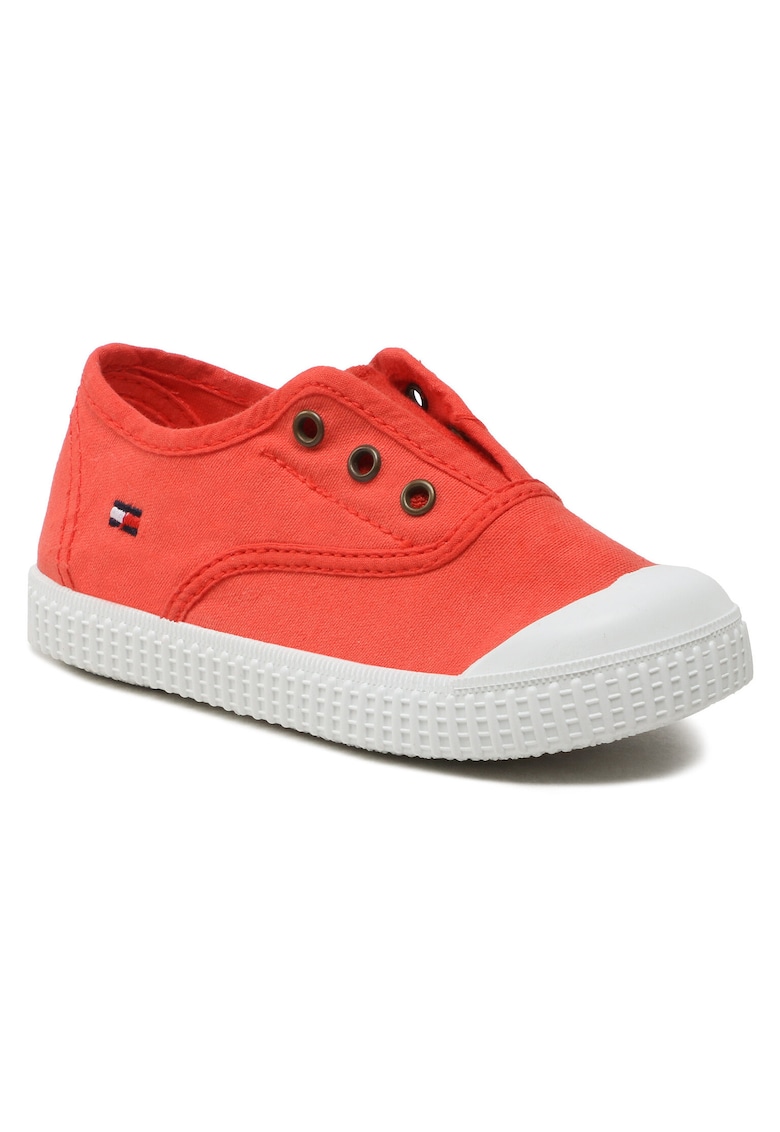 Tenisi pentru baieti -  material textil - rosu/alb -