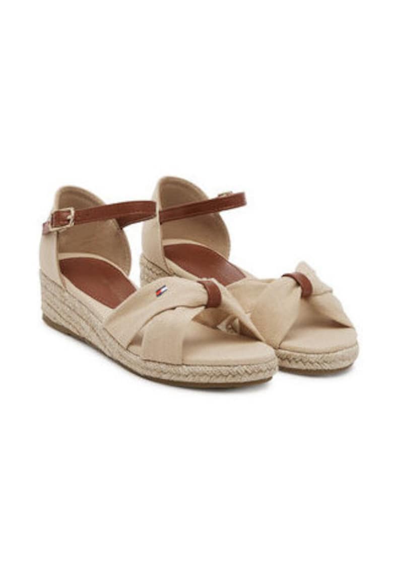 Sandale pentru fete - material textil - bej/maro -