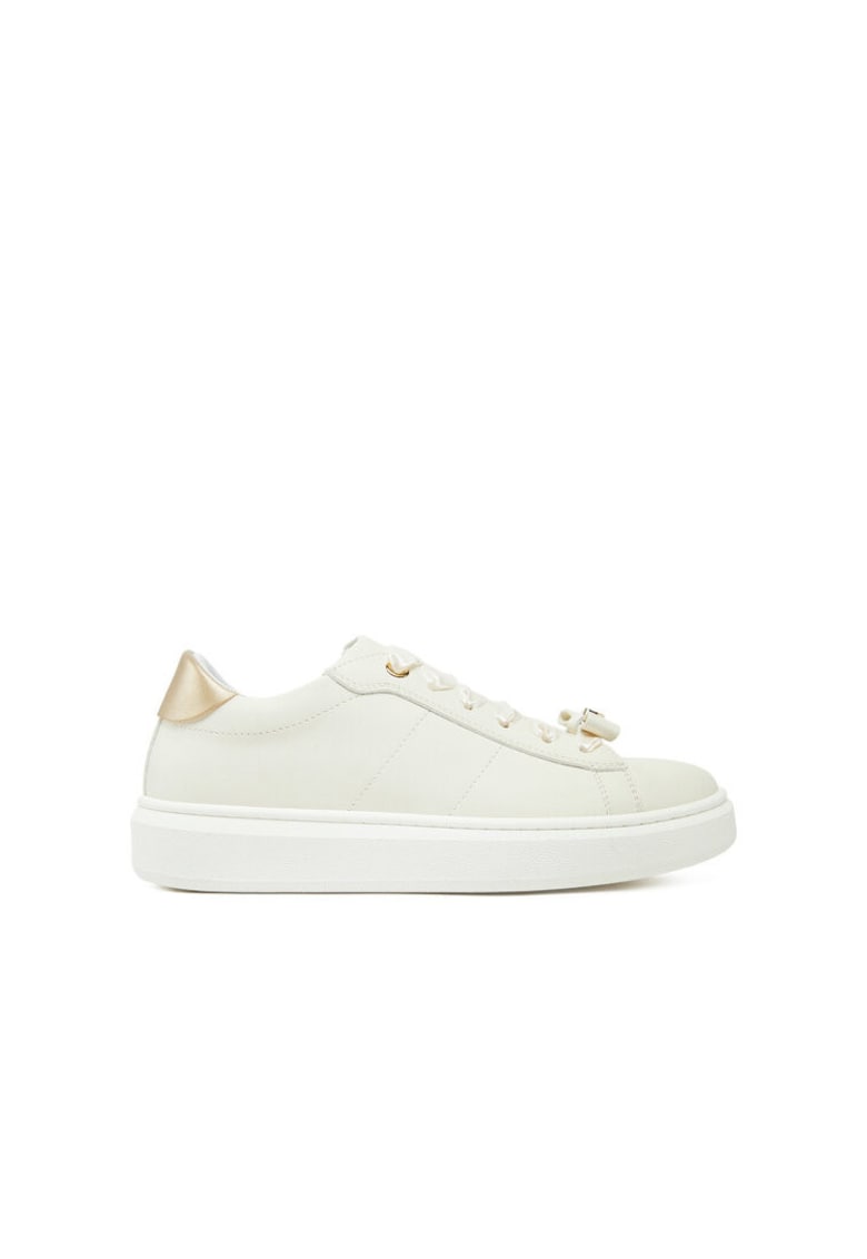 Tenisi pentru fete - piele ecologica - alb/auriu