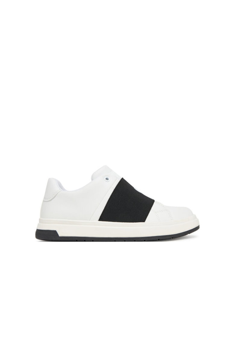 Tenisi copii - alb negru - piele naturala