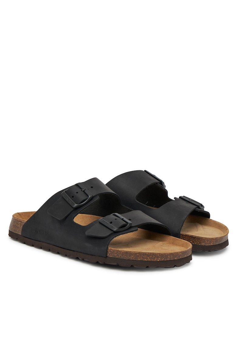 Slapi barbati Grunland - negru - piele naturala -