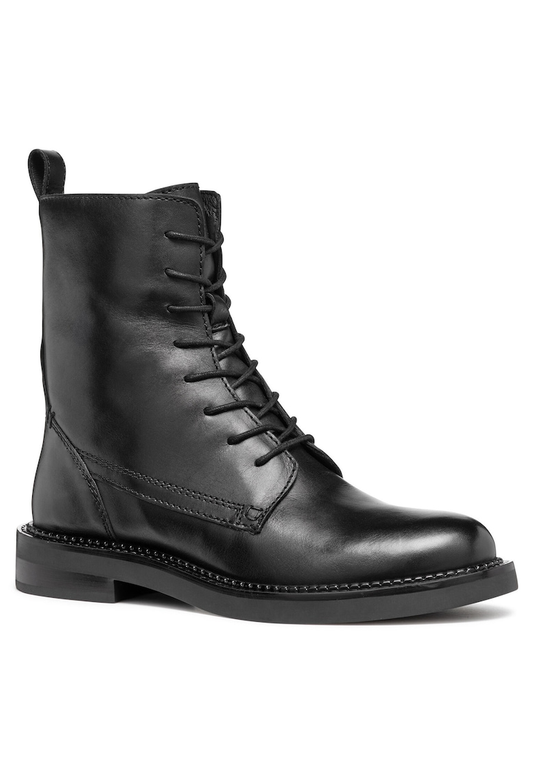 Geox Botine dama - piele naturala - negru - talpa plata - inchidere cu fermoar -