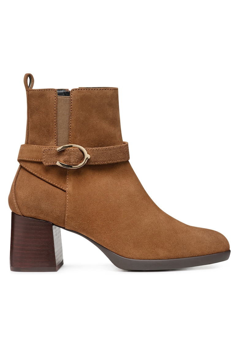 Botine cu toc dama piele naturala - maro -