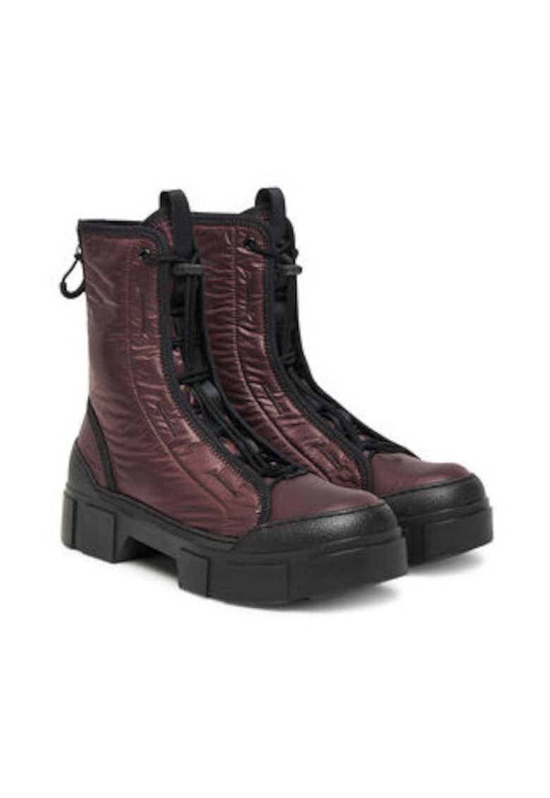 Ghete dama - Vic Matie - pana la glezna - material textil - maro inchis/negru