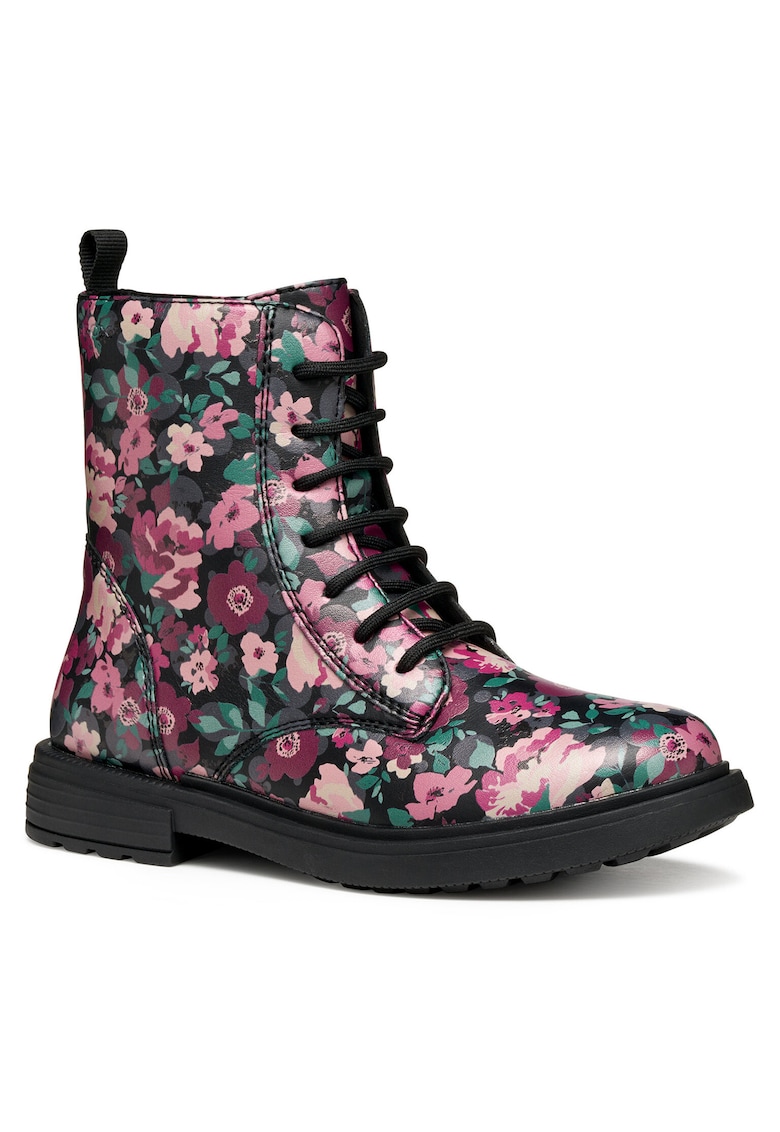 Ghete pentru fete -  piele ecologica - model floral - multicolor