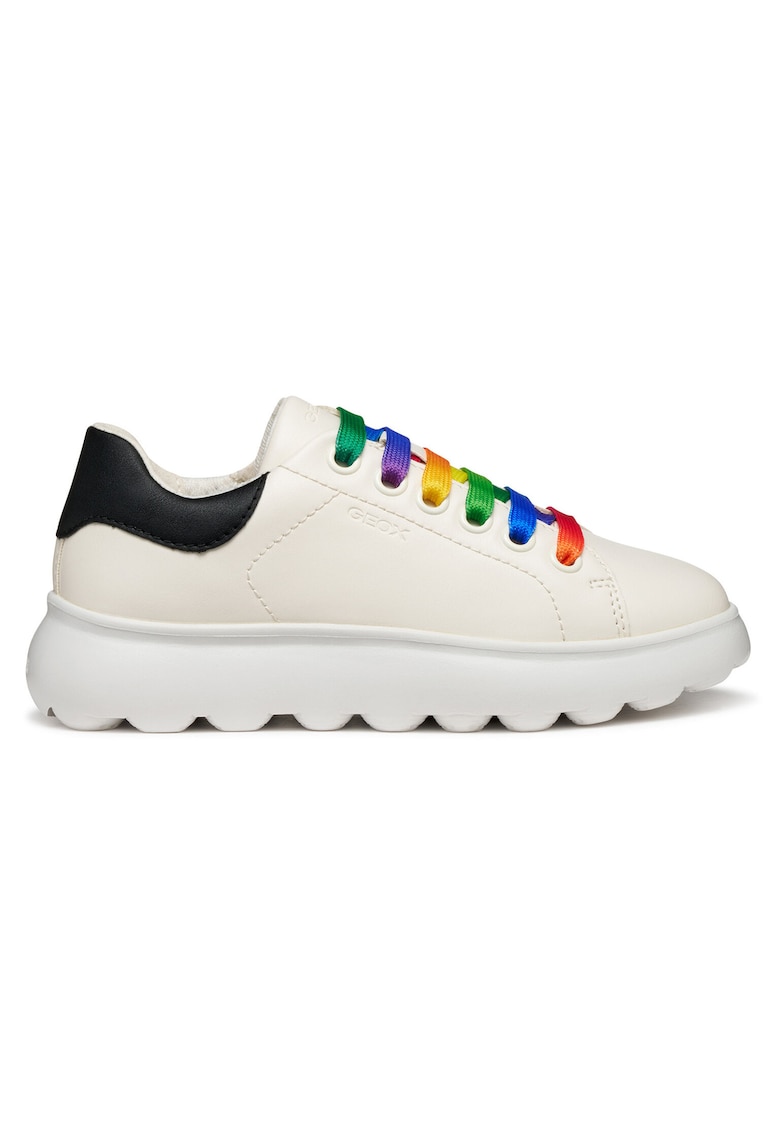 Tenisi pentru fete -  piele ecologica - sireturi multicolore