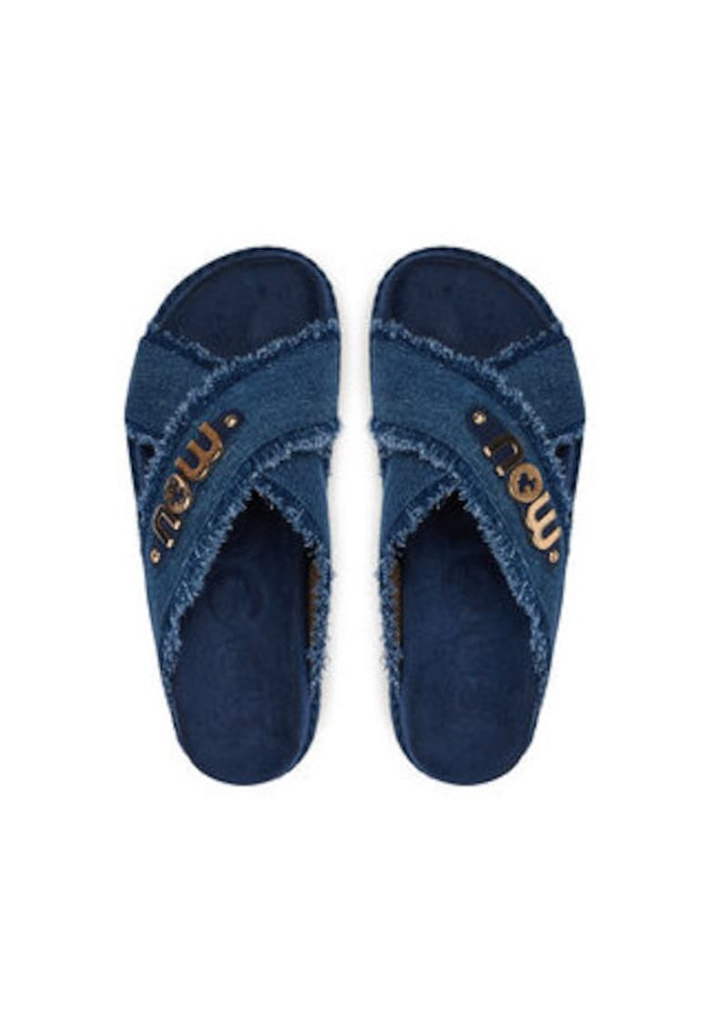 Papuci dama - albastru - material textil -