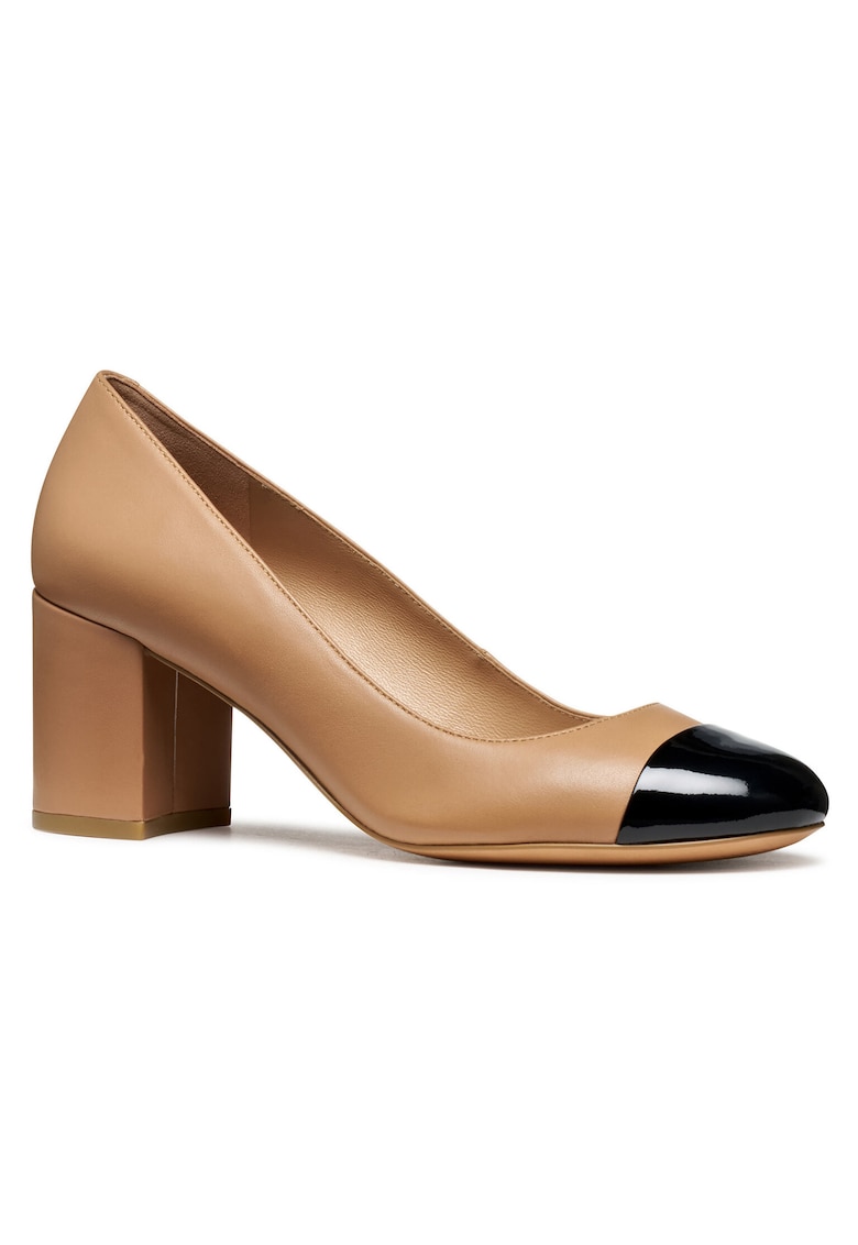 Pantofi dama - maro - cu toc masiv - piele naturala -