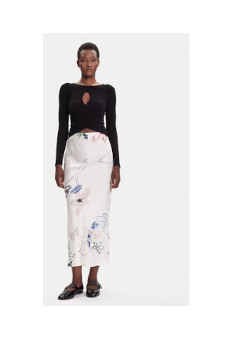 Fusta maxi - alb - 100% viscoza -