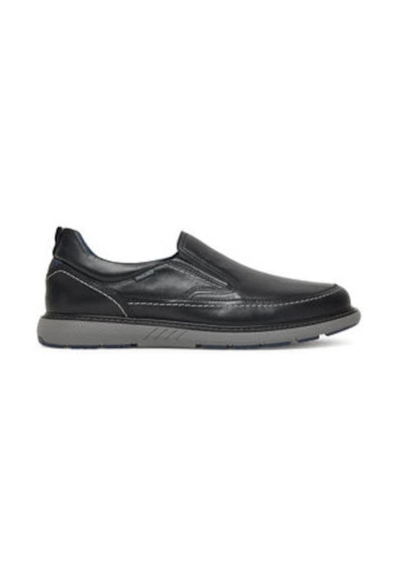 Pantofi barbatesti - piele naturala - negru/gri