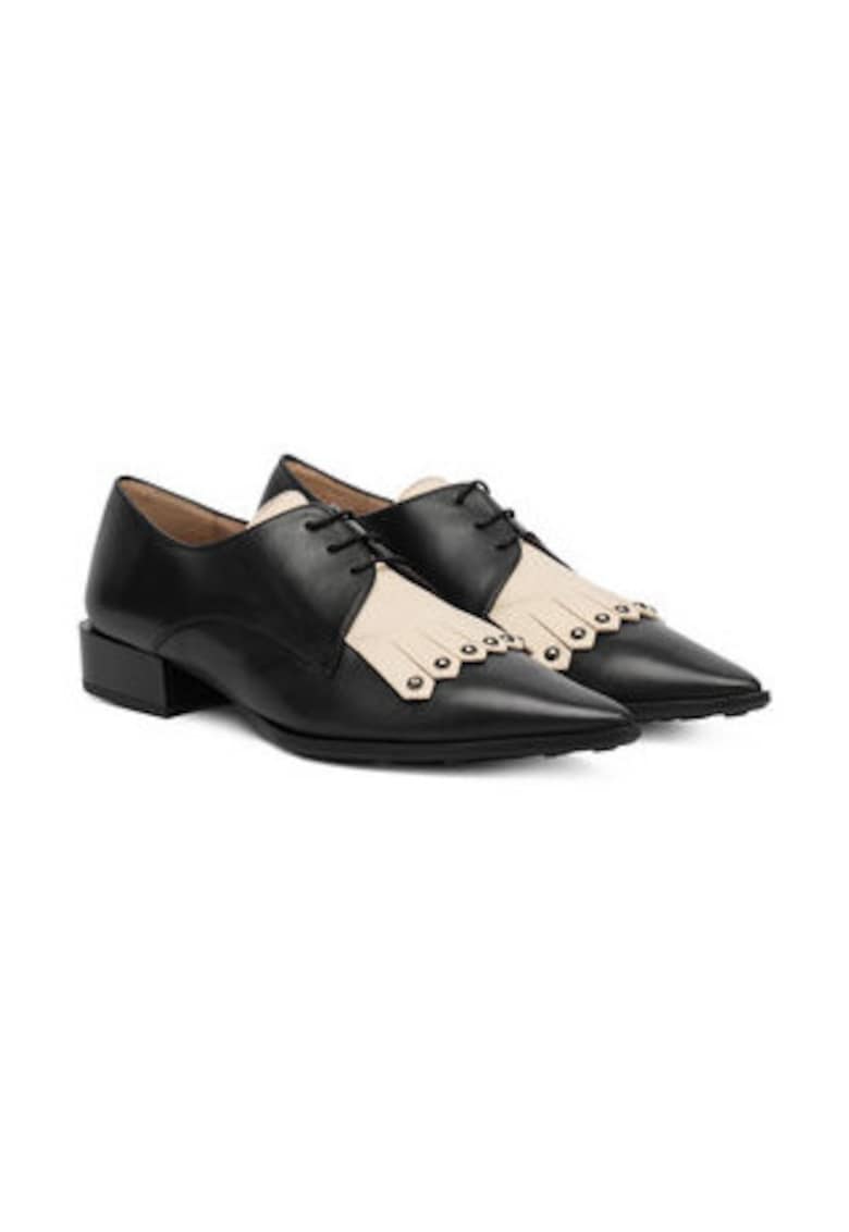 Pantofi oxford de dama - Negru/Bej