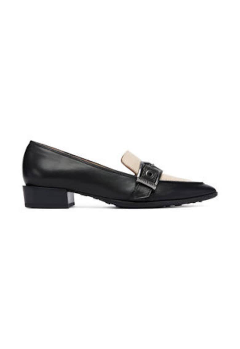 Mocasini cu toc dama - piele naturala - negru