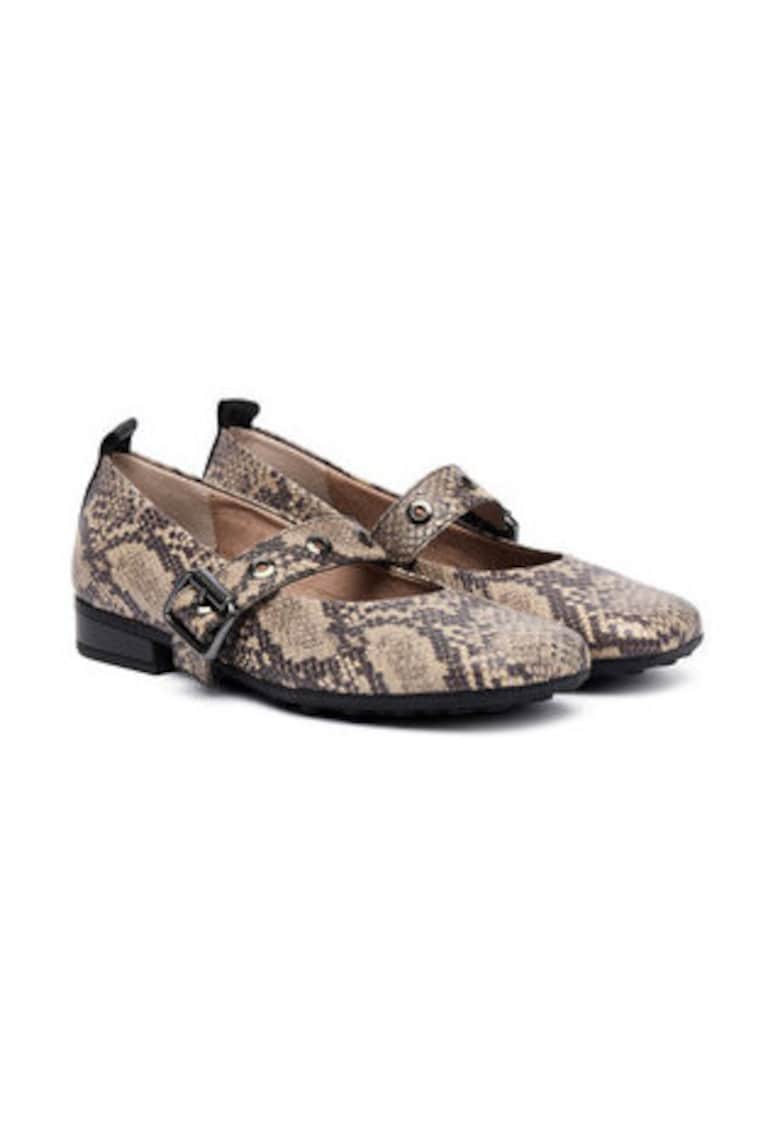 Pantofi dama multicolor - Negru/Bej