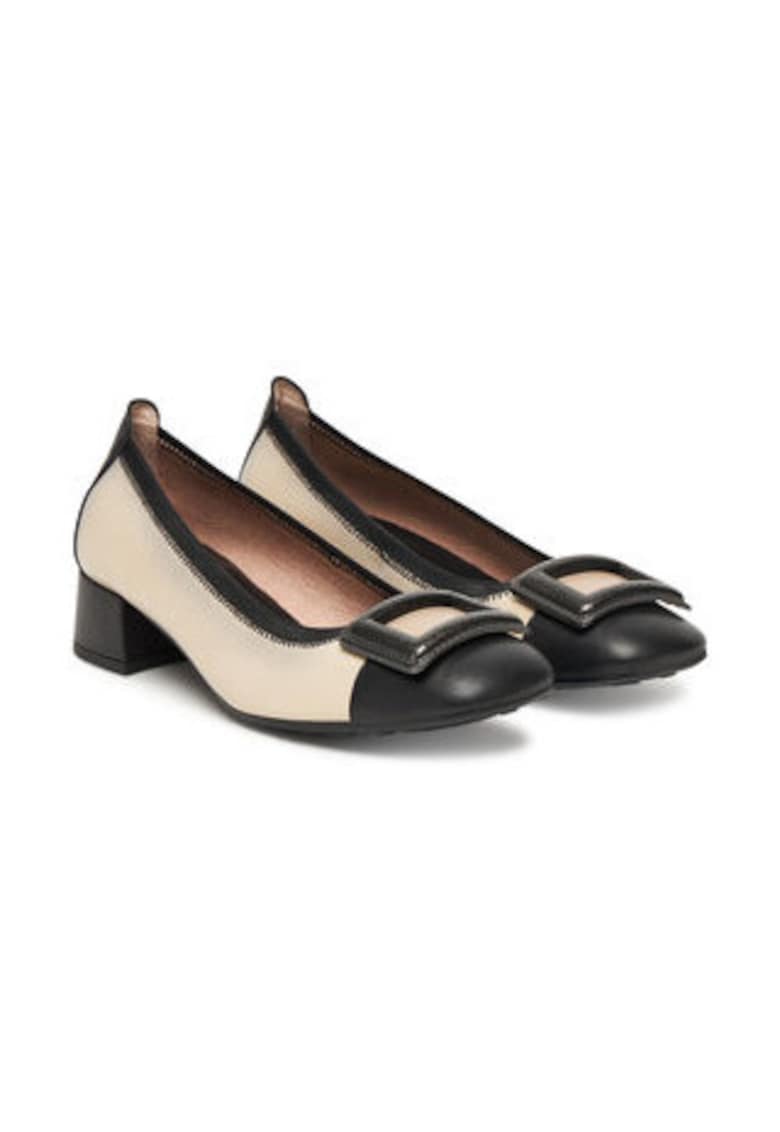 Pantofi dama - piele naturala - negru crem