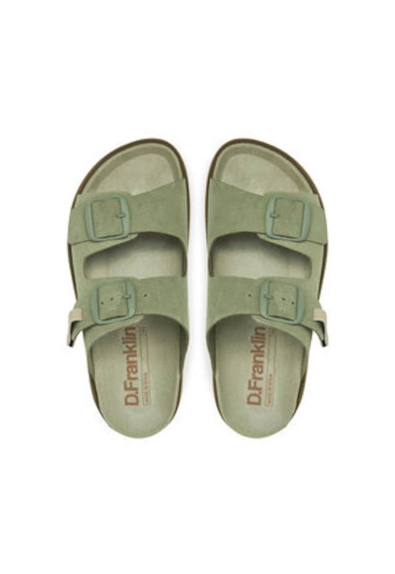 Papuci dama - D. Franklin - piele naturala - kaki - design minimalist -