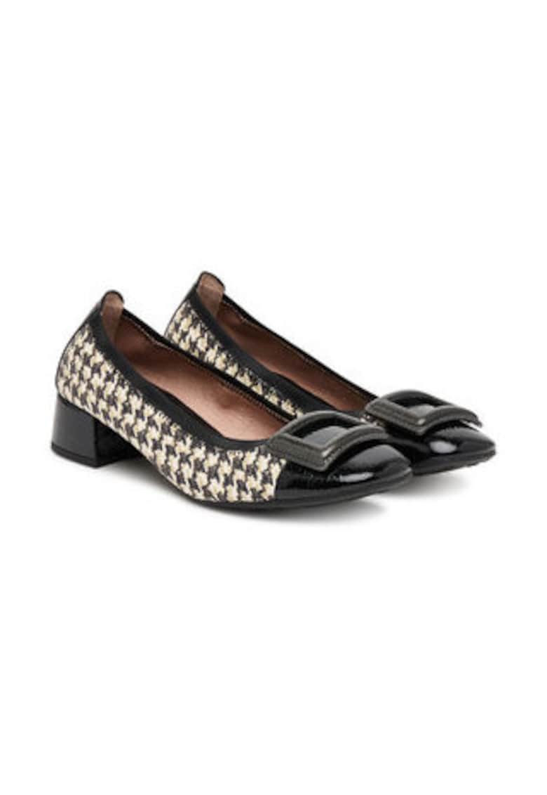 Pantofi dama - piele naturala - alb si negru - imprimeu elegant